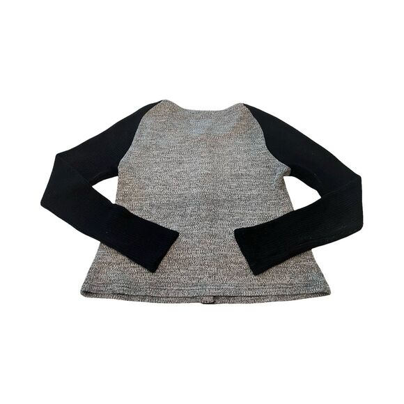 Skies are Blue Women's Gray Black Full Zip Button‎ Knit Sweater Jacket Size M - Picture 2 of 5